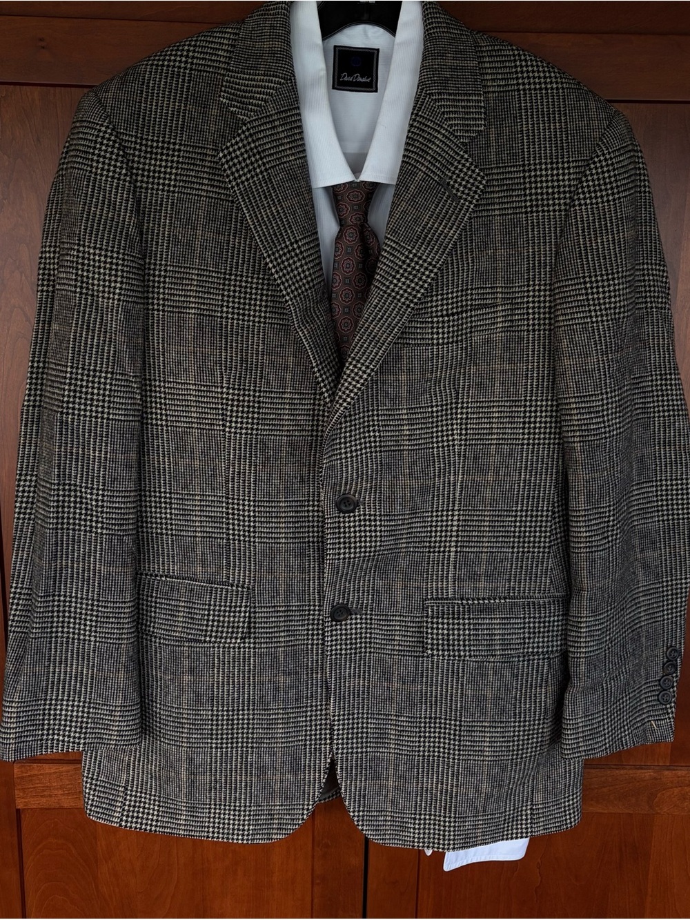 Lord&Taylor 5th Ave. Coll. 100% Camel Hair GlenPlaid jckt. blck/beige. 36-38Shrt